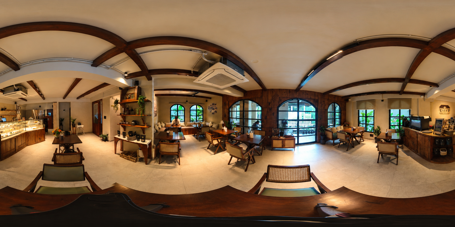 Panoramic view of The Estate Deli café interior